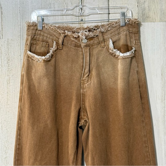 SHEIN Manfinity Brown Straight Jeans with Frayed Hem - Picture 11 of 14